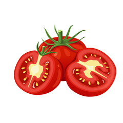 red tomatoes on a white background