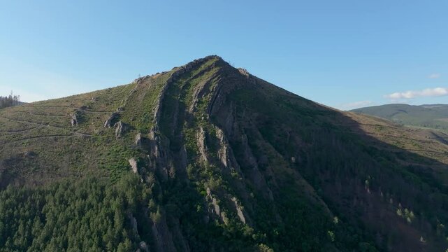 Rugged Mountain In Nogueira, Ribas de Sil, Spain - Aerial Drone Shot
