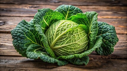 Organic vegetables, Cabbage on an old table.