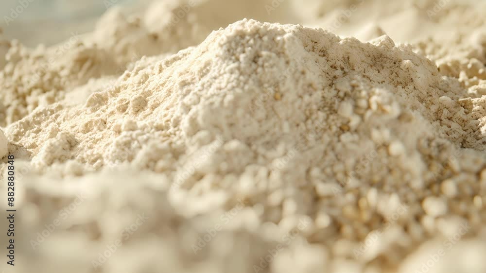 Poster a closeup of the buckwheat flour used in the recipe showing its fine texture and light color.