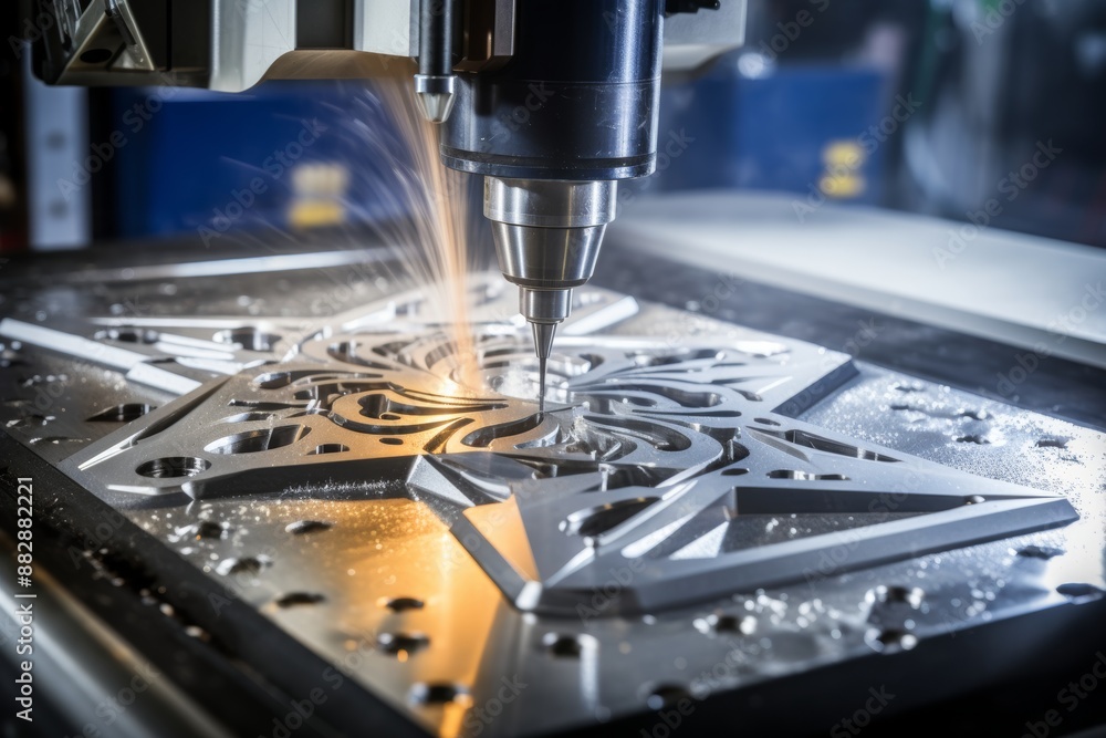 Poster precision machining of rocket engine component aerospace industry complexity displayed