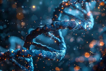 A Close-Up View of a Blue and Orange DNA Strand