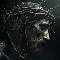 Depiction of Jesus Christ with a crown of thorn