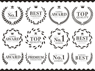 月桂樹と王冠の黒色ランキングフレームセット