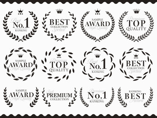 月桂樹と王冠の黒色ランキングフレームセット