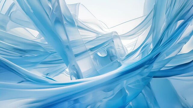 Thin intersecting lines in shades of ice and sky blue converge and overlap to replicate the intricate patterns of glacial ice.