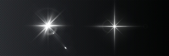 Flash, realistic highlights, glowing effects, camera light, sunlight reflection, stars, isolated highlights, sparkling highlights. Isolated on transparent background, png. Celestial, space	
