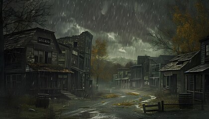Gloomy day in an old West town