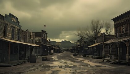 Gloomy day in an old West town