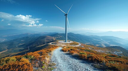 Wind Turbine on Mountaintop