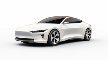 New white car isolared on white background