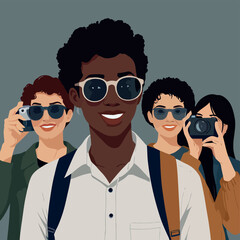 Vector Illustration of People Taking Photos &ndash; User Avatar Portraits