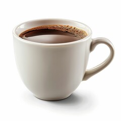 Fototapeta premium Close-Up of a White Ceramic Cup Filled with Freshly Brewed Black Coffee on a White Background
