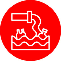 Obraz premium Wastewater Discharge Vector Line White Circle Red