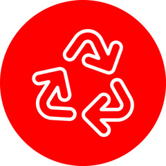 Recycling Symbol Vector Line White Circle Red