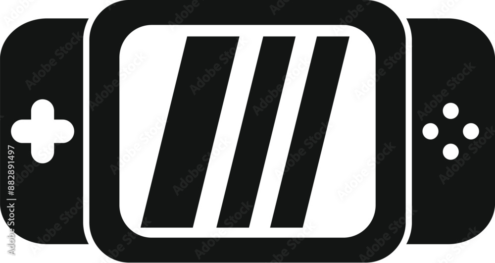 Poster black and white icon of a portable gaming console displaying a loading screen