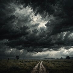 storm clouds over the field