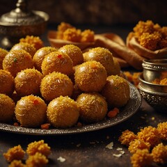 Indian traditional motichur laddu 