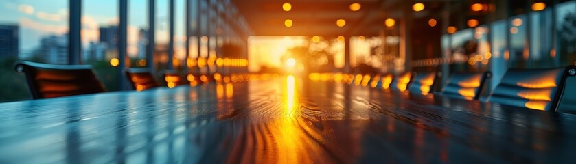 Fototapeta premium Photography of an enterprise CEO giving a speech, medium shot with blurred boardroom background. Space for text.