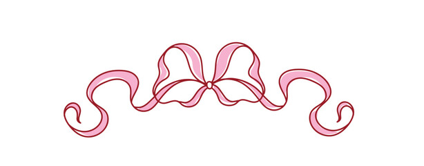 Cute pink bow of coquette soft style. Cute pink ribbon bow vector	
