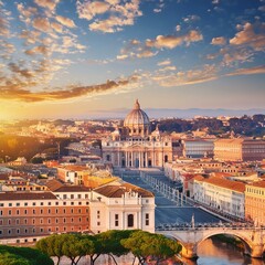 Fototapeta premium aerial view of Vatican City, Rome, AI generated