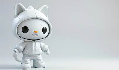 Fototapeta premium a 3d rendering of a cat wearing a white hoodie jacket