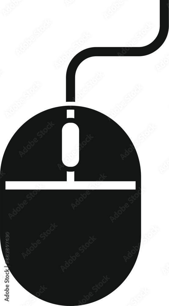 Poster black shape of a computer mouse with scroll wheel