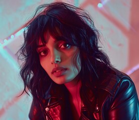 picture of a brown lady with messy hair posing for ad 