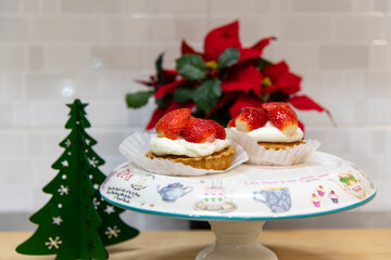 View of the strawberry pies on the plate