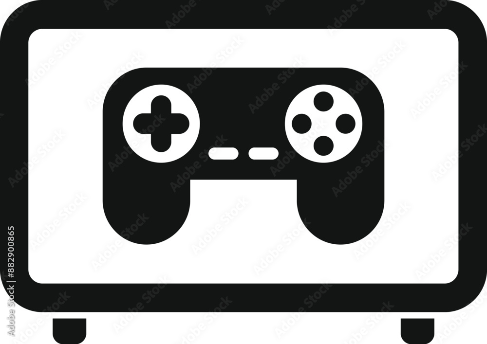 Poster simple icon of a gamepad displayed on a screen, representing the concept of gaming and entertainment
