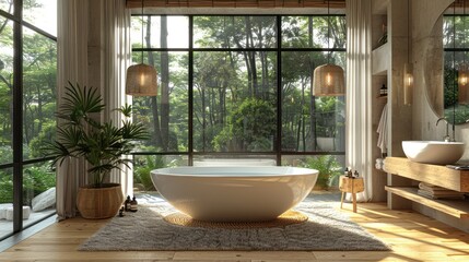 Fototapeta premium Modern Bathroom with Natural Light