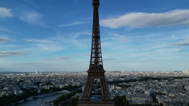 Paris, FRANCE: The Olympic Rings installed on the Eiffel Tower ahead of the Paris 2024 Olympic Games.