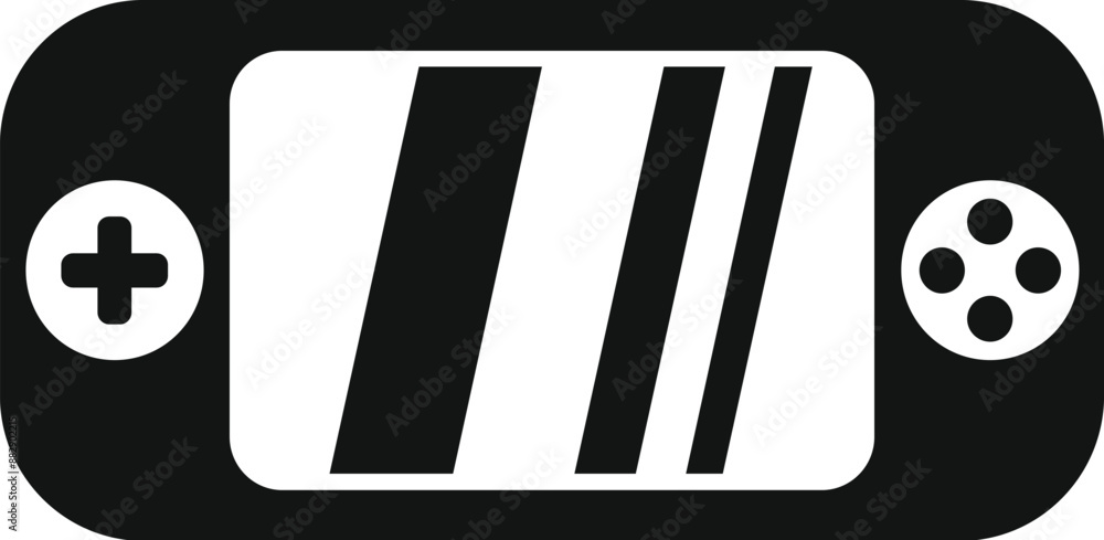 Poster black and white icon of a portable gaming console showing a loading screen