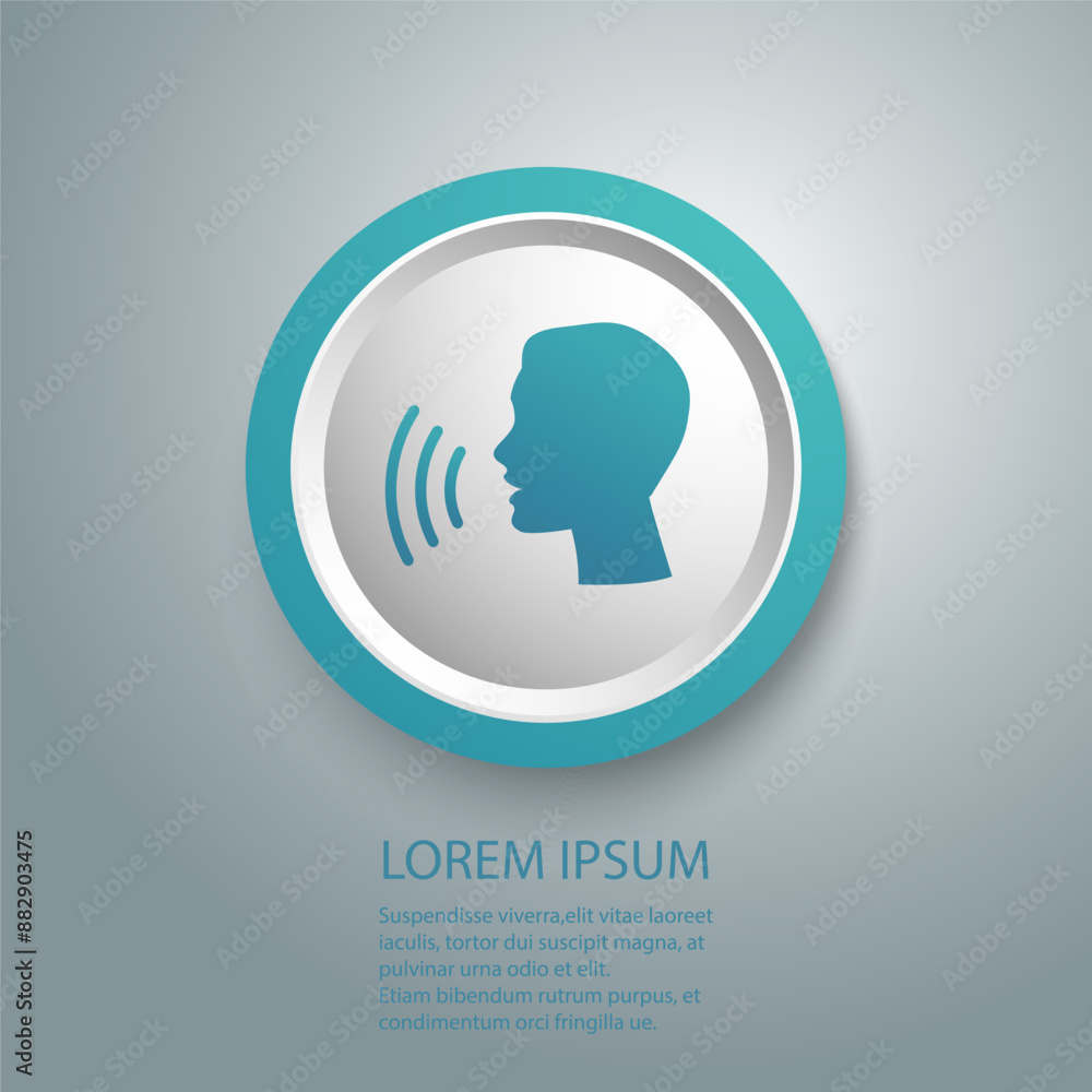 Poster voice control icon. speak or talk recognition linear icon, speaking and talking command, sound comma