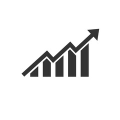 Growing bar graph icon in flat style. Increase arrow vector illustration on white background. Infographic progress business concept