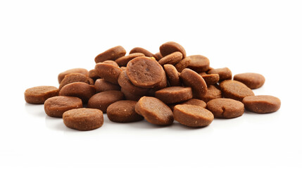 Fototapeta premium Stack of dog food isolated on white