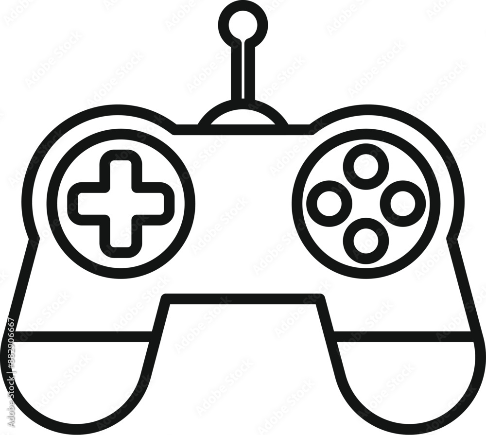 Aufkleber simple black and white line art of a drone remote control with buttons and joystick