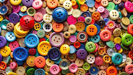 Colorful array of buttons for craft and DIY projects, buttons, colorful, array, craft, DIY, sewing, vibrant