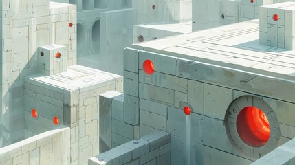 Futuristic Architecture With Red Circles