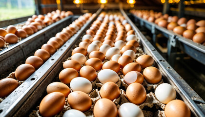 Chicken egg sorting factory. Generative AI