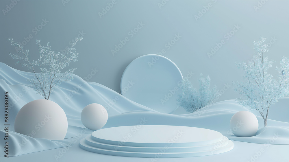 Poster trendy 3d render for social media banners minimal scene with podium and abstract background in paste