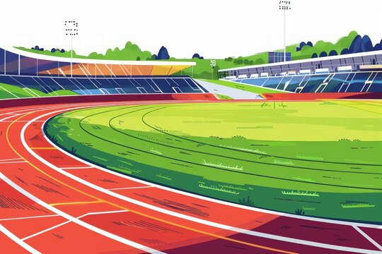 vector art clip art illustration of an Olympic track and field, white background 