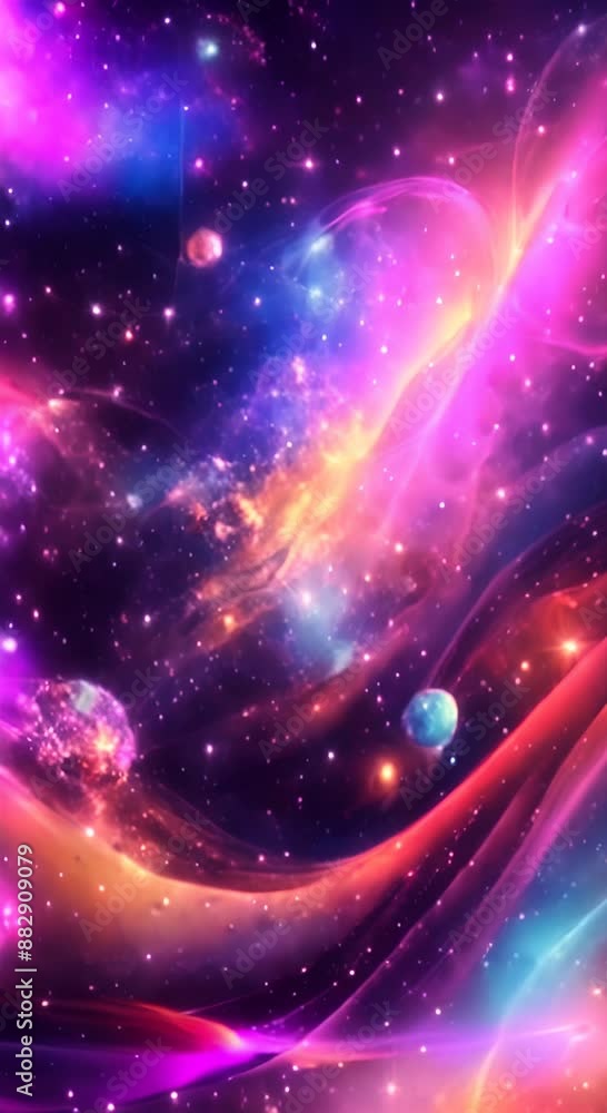Poster abstract colorful universe background cosmic gas and stars created using ai tool 4k animation