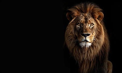 A lion with a black background