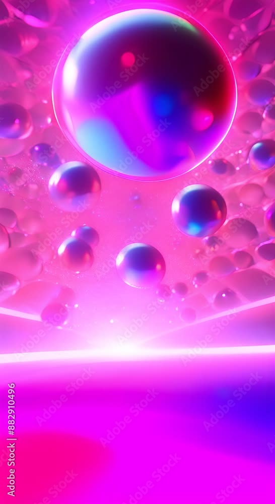 Poster captivating abstract light patterns featuring with animation glass spheres and vivid neon colors 4k 