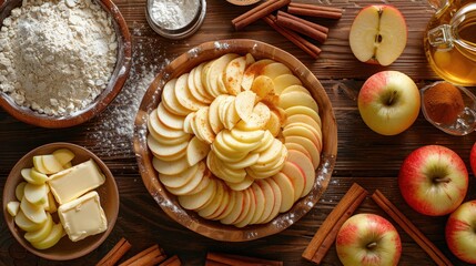 Fototapeta premium Apple Pie Ingredients Flat Lay