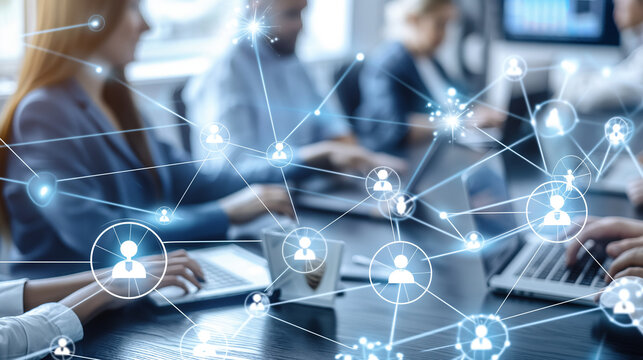 Professionals attending a webinar hosted on a social media platform, engaging in Q&A sessions and networking with peers.