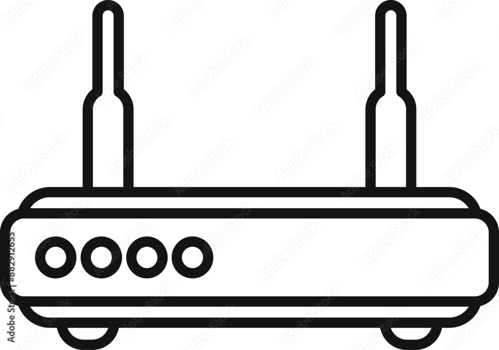 Poster line drawing of a router providing internet connection for multiple devices