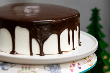 close-up of the chocolate cake