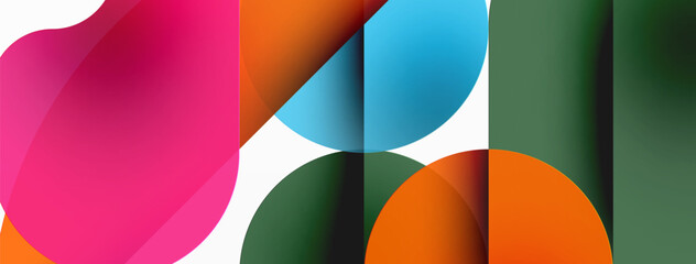 Obraz premium Minimal round shapes geometric abstract background. Circle design. Trendy techno business template for wallpaper, banner, background or landing